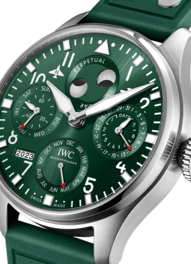 IWC Big Pilot’s Watch Perpetual Calendar Steel Green Rubber Men’s Watch