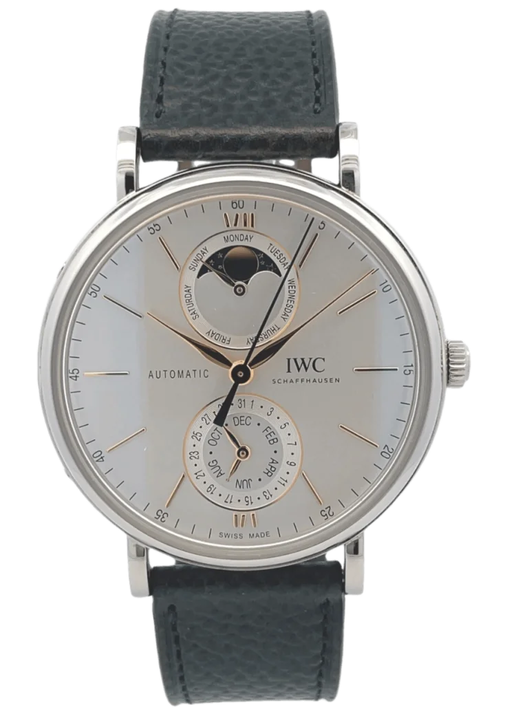 IWC Portofino Complete Calendar Steel Blue Calfskin Men’s Watch