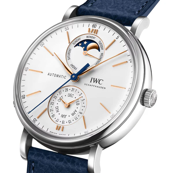 IWC Portofino Complete Calendar Steel Blue Calfskin Men’s Watch