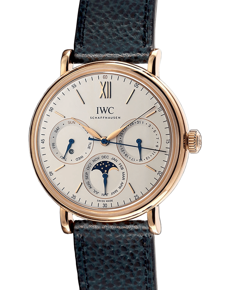 IWC Portofino Perpetual Calendar Rose Gold Blue Calfskin Men's Watch photo 1