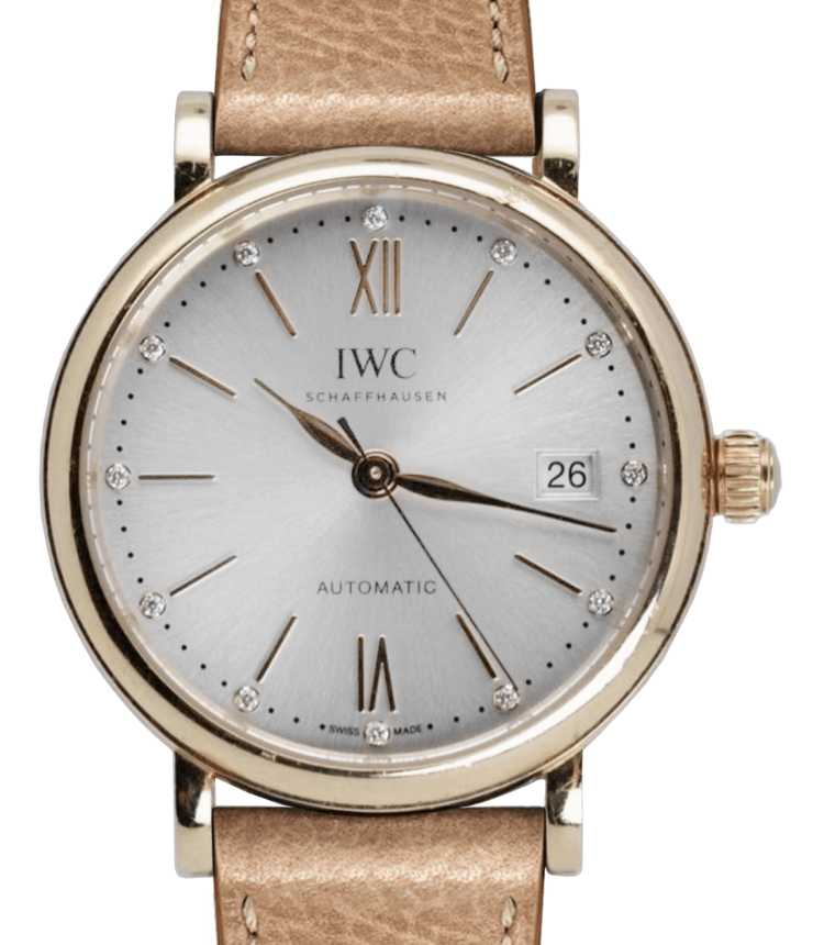 IWC Portofino Automatic 37 Silver Rose Gold Beige Calfskin Unisex Watch photo 1