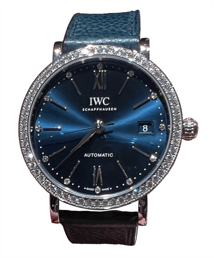 IWC Portofino Automatic 37 Steel Diamond Blue Calfskin Ladies Watch photo 1