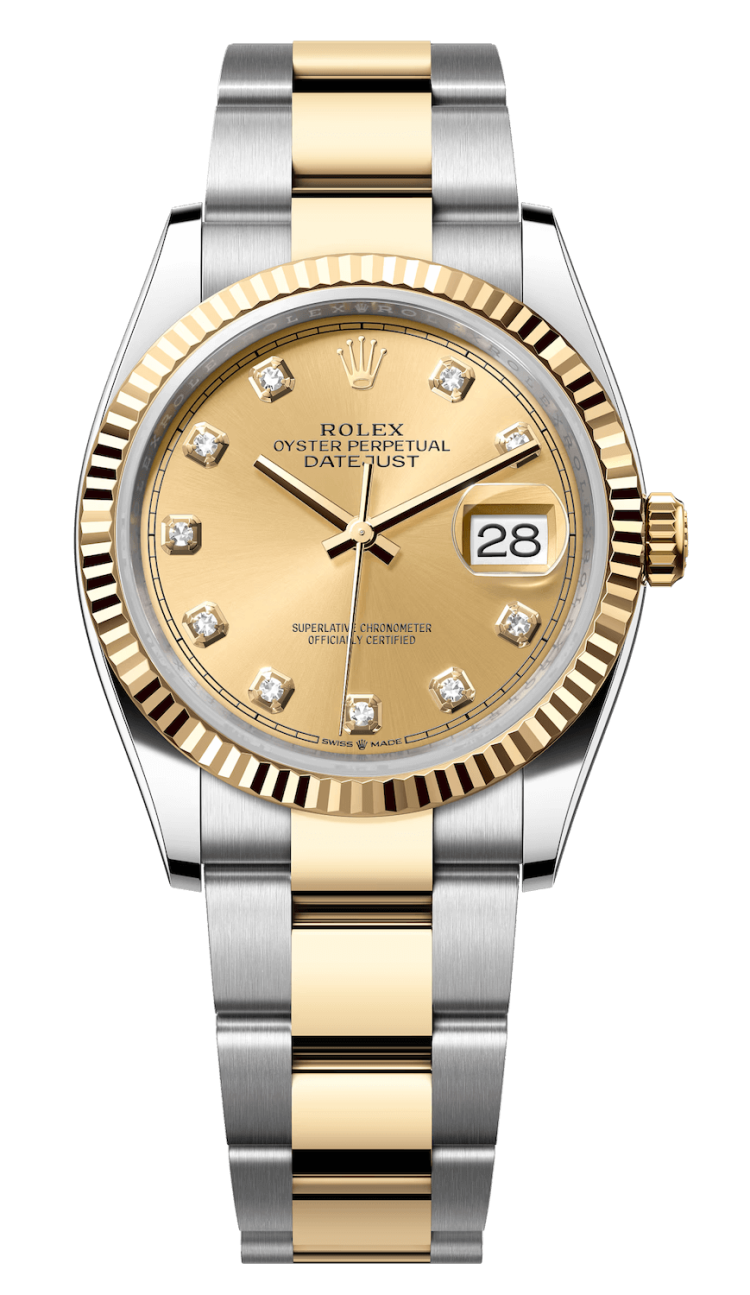 Rolex Datejust 36 Yellow Rolesor Diamond Champagne Oyster Unisex Watch photo 1