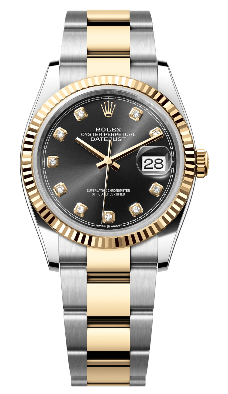 Rolex Datejust 36 Yellow Rolesor Bright Black Diamond Oyster Unisex Watch photo 1