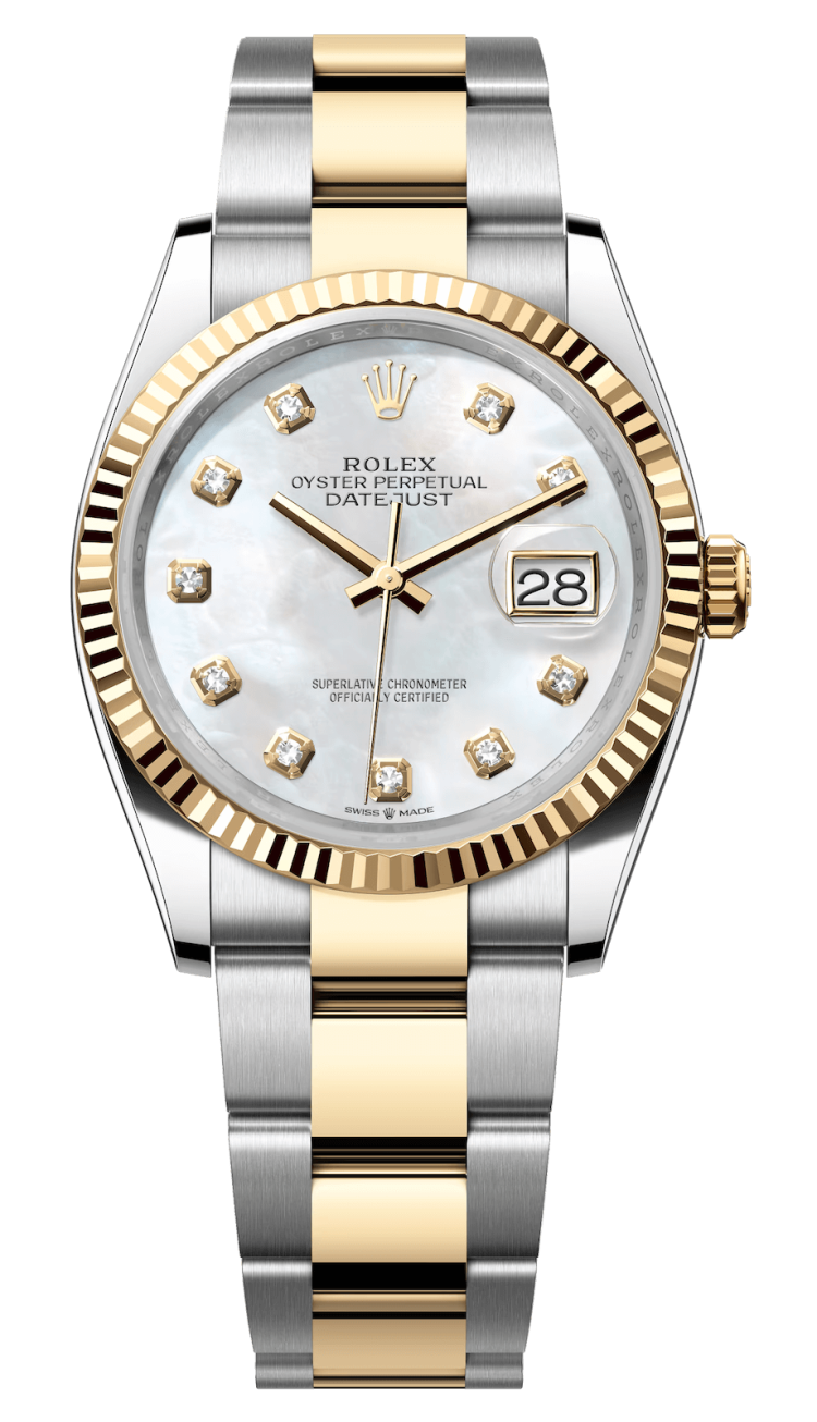 Rolex Datejust 36 Yellow Rolesor Diamond Mother-of-Pearl Oyster Unisex Watch photo 1