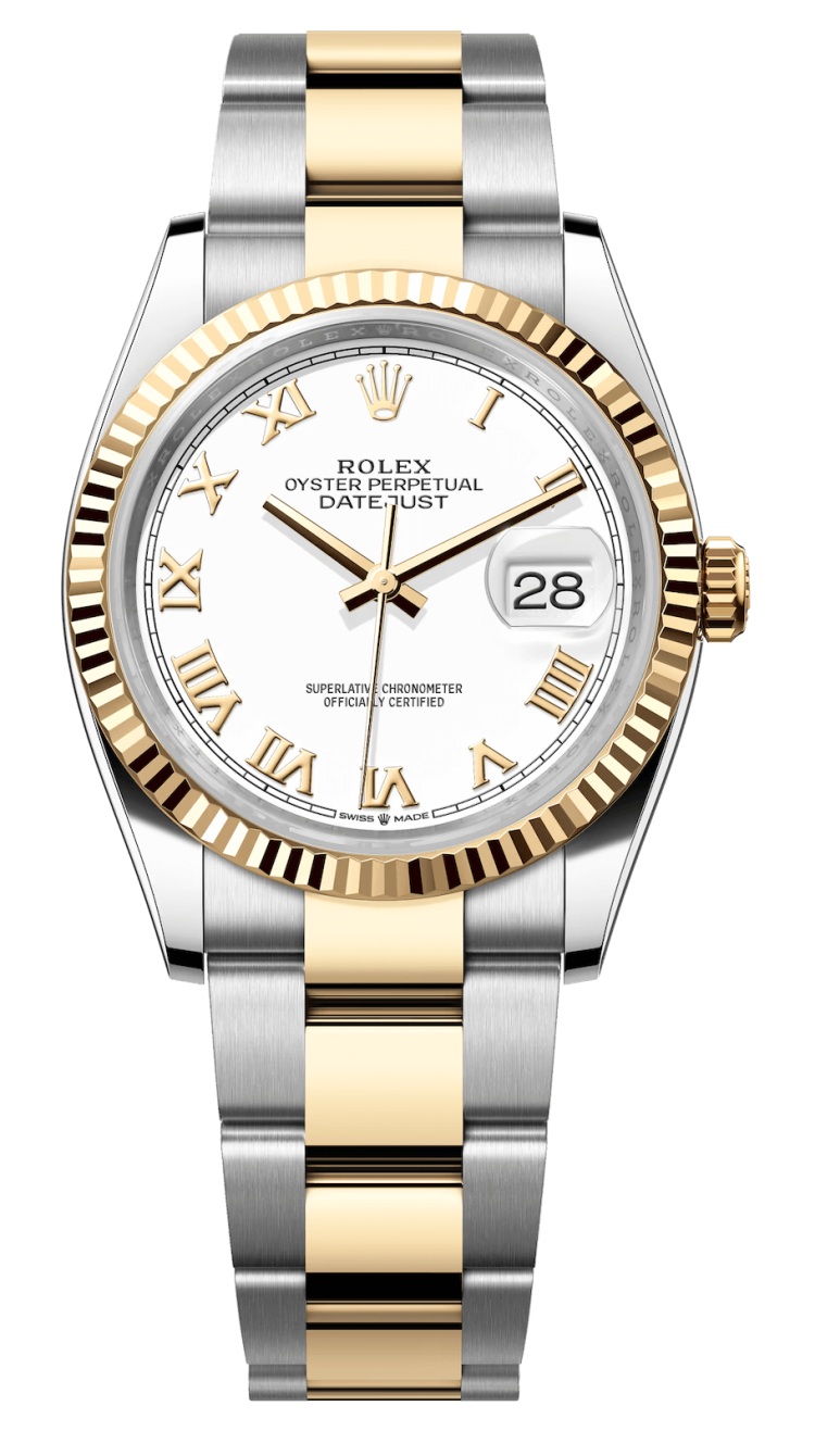 Rolex Datejust 36 Yellow Rolesor White Roman Oyster Unisex Watch photo 1