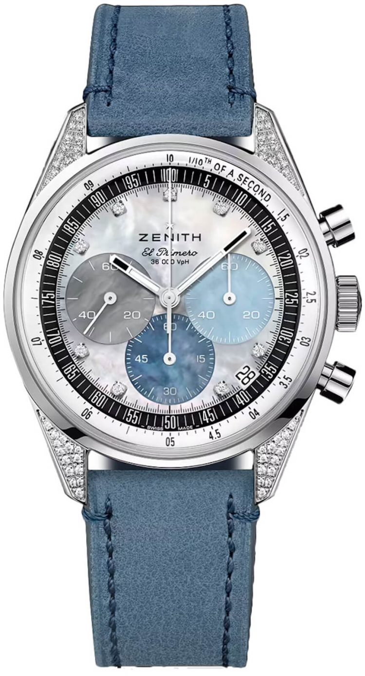 Zenith Chronomaster Original Tri-Color Mother-of-Pearl Blue Calfskin Ladies Watch photo 1