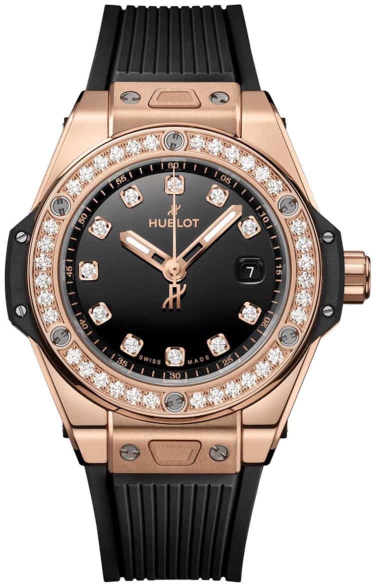 Hublot Big Bang One Click King Gold Diamonds Black Rubber Ladies Watch photo 1