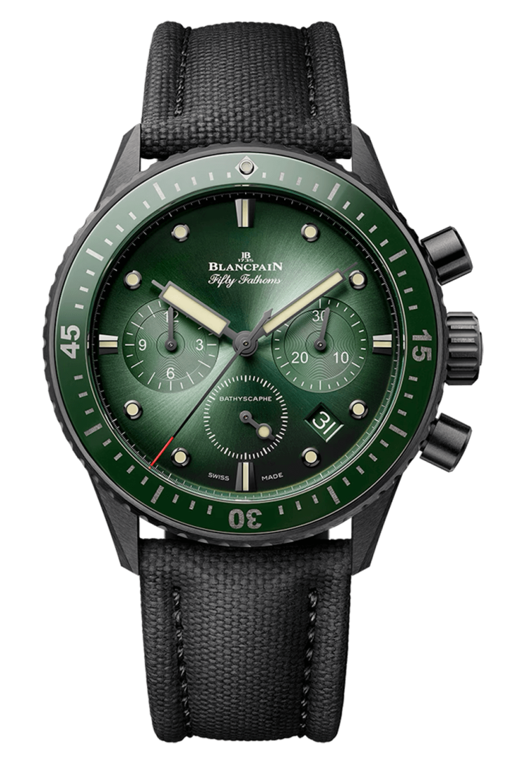 Blancpain Fifty Fathoms Bathyscaphe Chronographe Flyback Sunburst Green Men's Watch photo 1