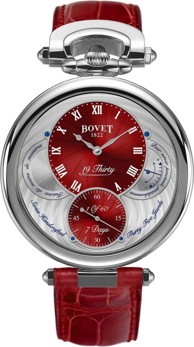 Bovet Fleurier 19Thirty Great Guilloche Steel Red Alligator Men's Watch photo 1