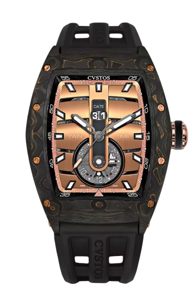 Cvstos Racing Twin-Time Black Carbon 5N Comp / Oro Dial 41mm Men's Watch