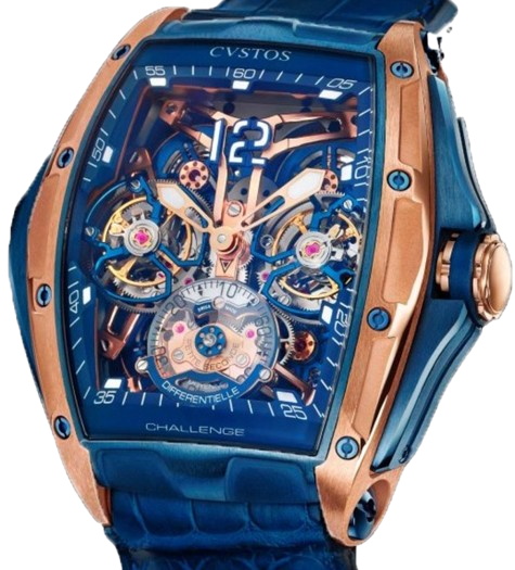 Cvstos Double Tourbillon 5N Gold Brancard / Blue Titanium Men's Watch