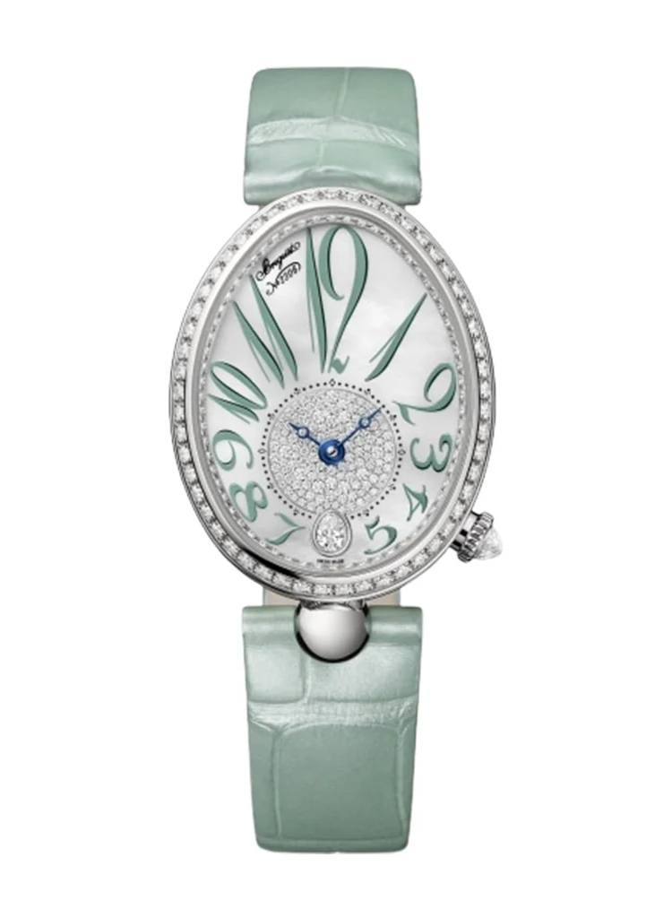 Breguet Reine De Naples Alligator Automatic White Gold Ladies Watch