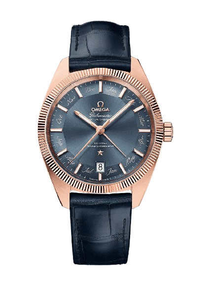 Omega Constellation Globemaster Sedna Gold On Blue Leather Strap Men’s Watch