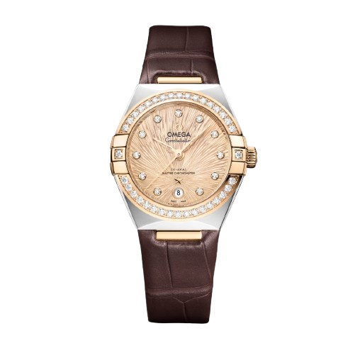 Omega Constellation Moonshine Gold On Alligator Ladies Watch