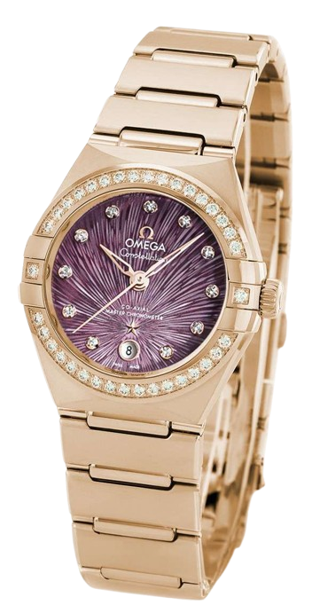 Omega Constellation Sedna Gold Purple Dial Color Ladies Watch