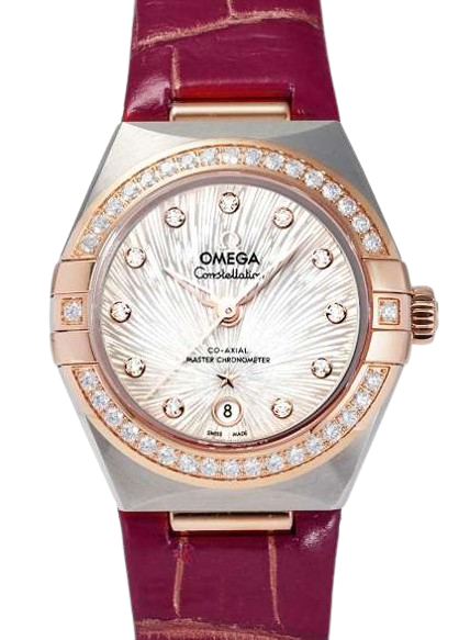 Omega Constellation Steel Sedna Gold On Alligator Ladies Watch