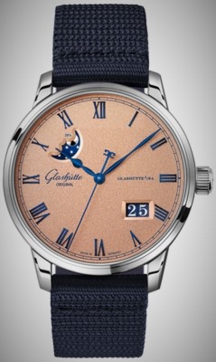 Glashutte Original Senator Excellence Panorama Date Moon Phase Synthetic Blue Men's Watch