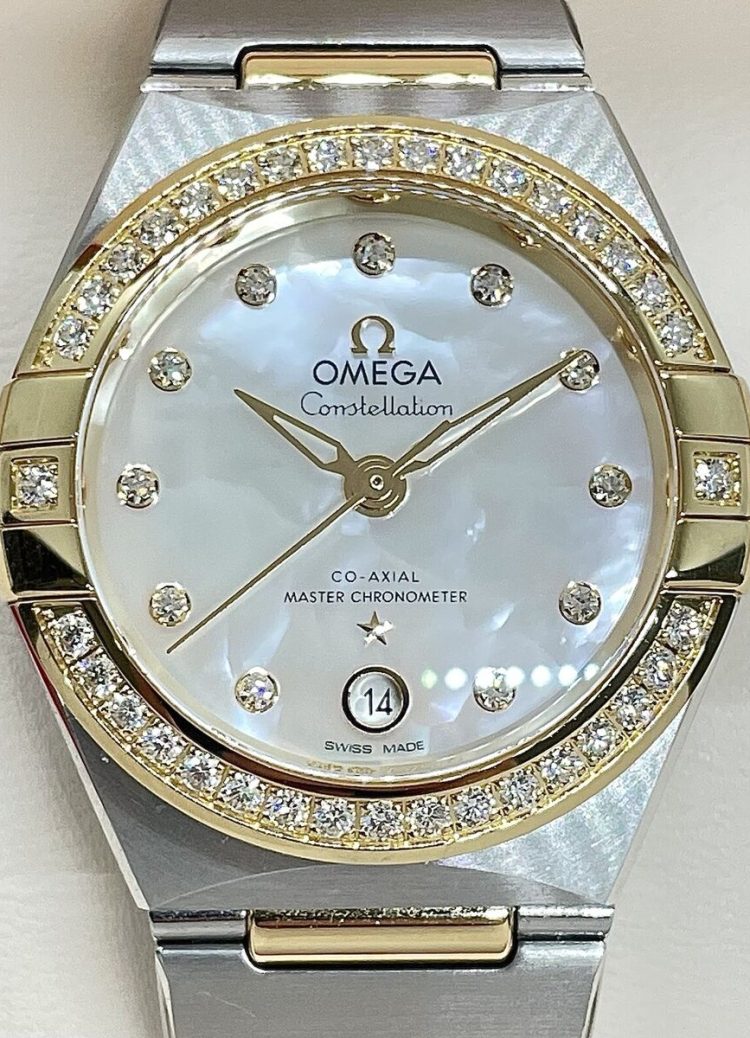 Omega Constellation Dial White Steel Yellow Gold Ladies Watch