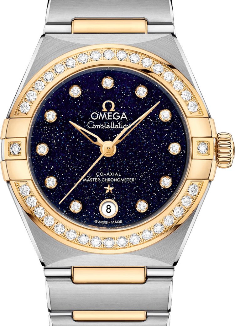 Omega Constellation Steel Yellow Gold Dial Blue Ladies Watch