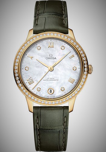 Omega De Ville Prestige 34mm Green Strap Ladies Watch