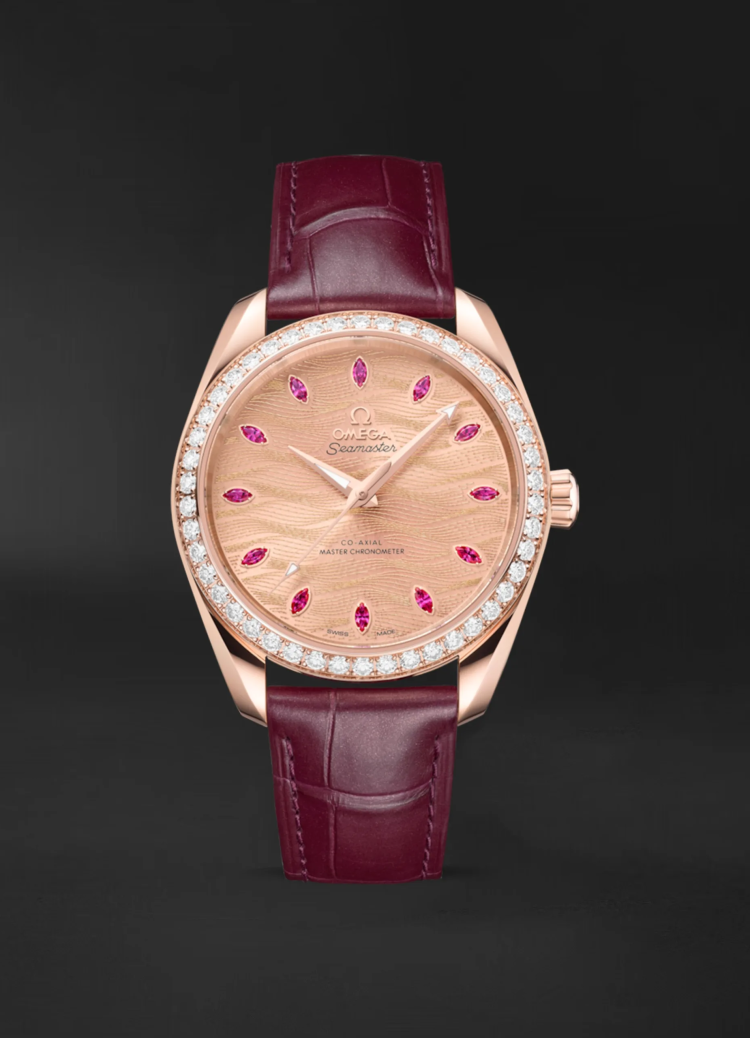 Omega Seamaster Aqua Terra 150M Gold on Leather Strap Ladies Watch