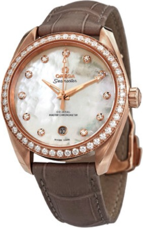 Omega Seamaster Aqua Terra 150M Gold on Leather Strap Ladies Watch