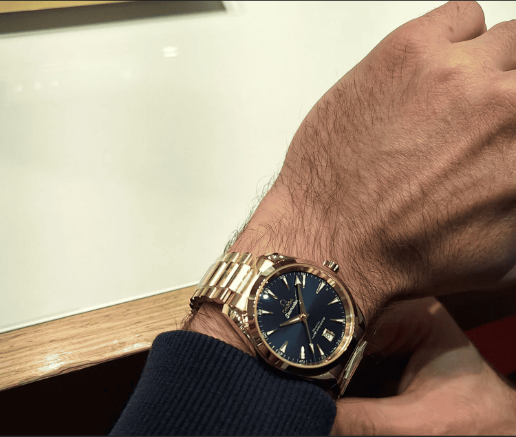 Omega Seamaster Aqua Terra 150M Gold on Moonshine Unisex Watch