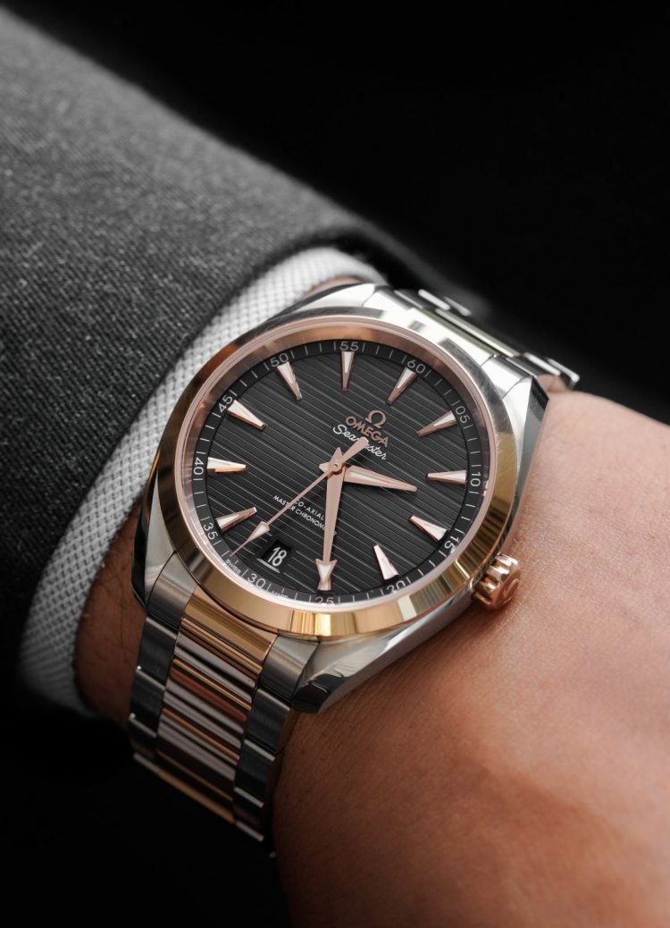 Omega Seamaster Aqua Terra 150M Gold on Steel Moonshine Men's Watch