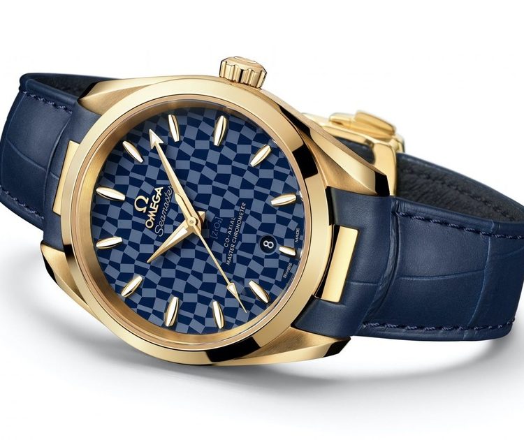 Omega Seamaster Aqua Terra 150M Yellow Gold on Leather Strap Ladies Watch