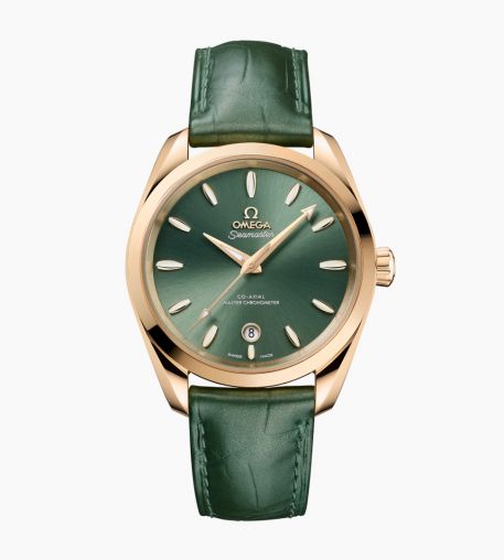 Omega Seamaster Aqua Terra Shades Moonshine Gold on Leather Ladies Watch