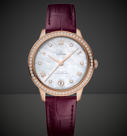 Omega De Ville Prestige 34mm Burgundy Ladies Watch