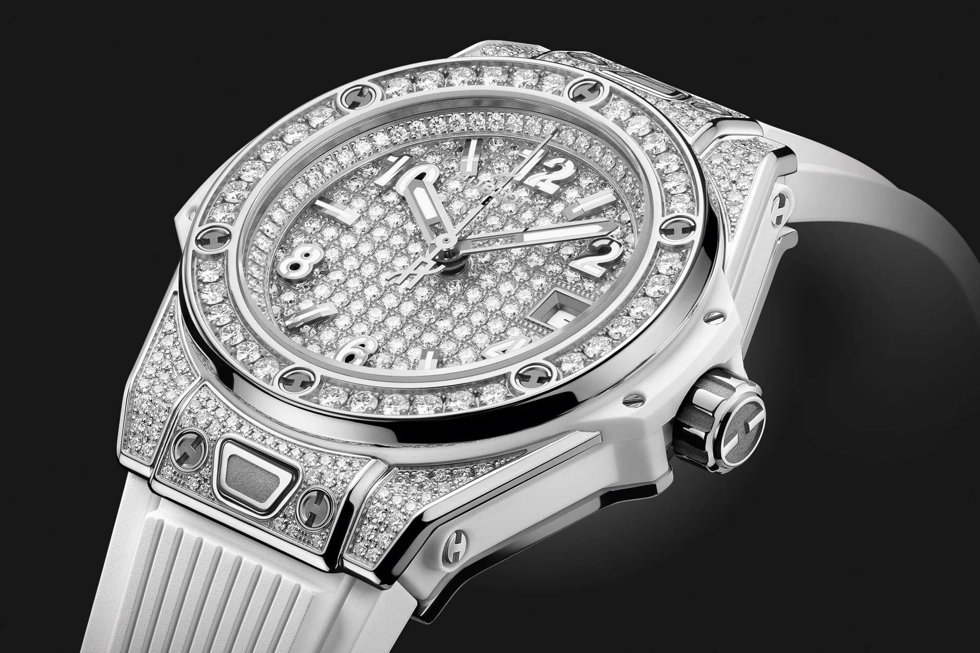 Hublot Big Bang One Click Steel White Full Pave 33 mm Ladies Watch