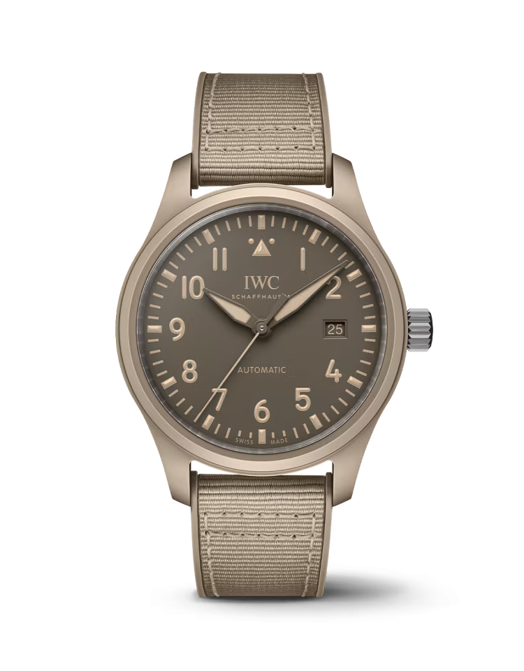 IWC Pilot’s 41mm Ceramic Case Beige Rubber Men's Watch