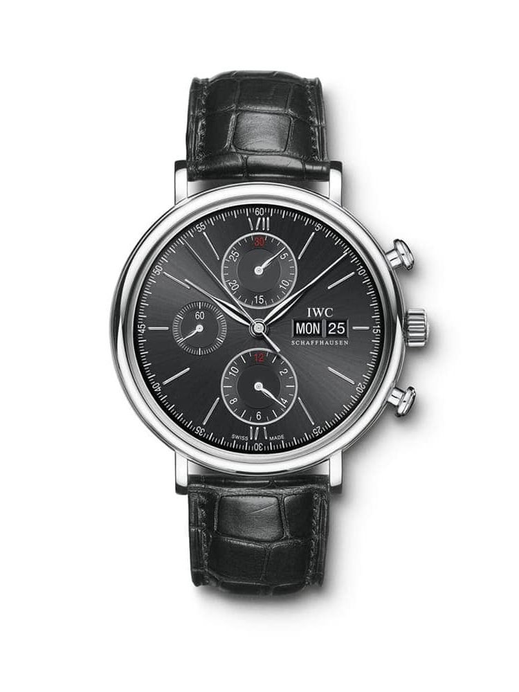 IWC Portofino Chronograph Black, Stainless Steel Mens Watches