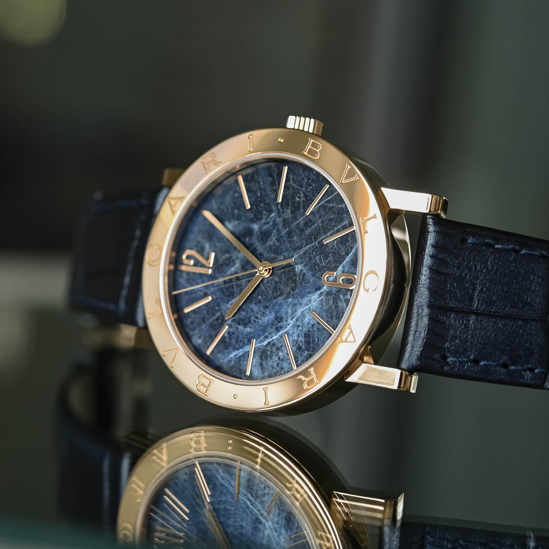 Bvlgari Bvlgari Rose Gold Blue Alligator Men's Watch