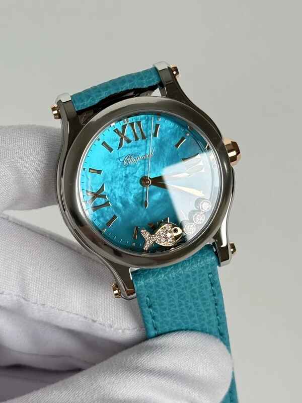 Chopard Happy Fish 36mm Quartz, Rose Gold, Lucent Steel™ Diamonds Ladies Watch