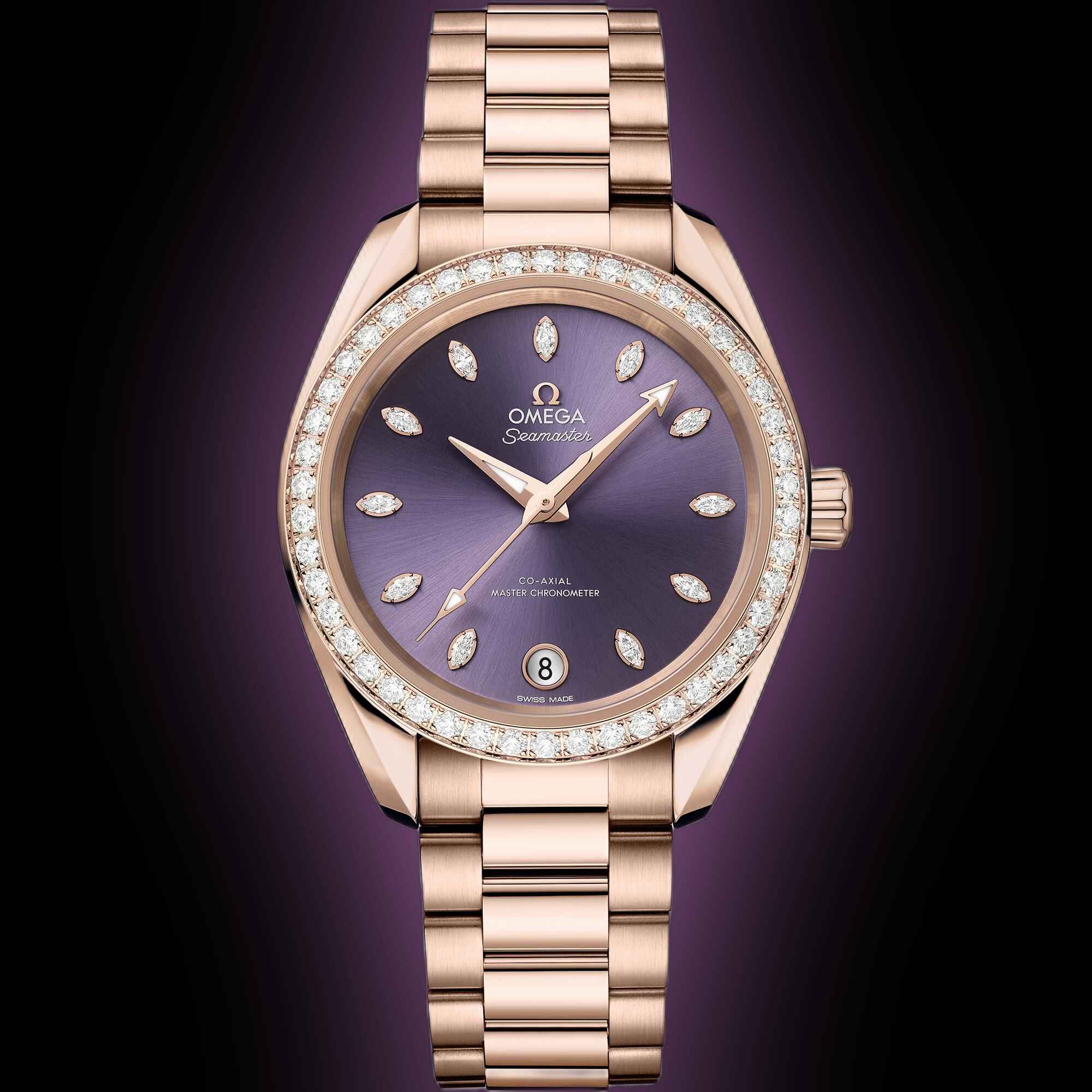 Omega Seamaster Aqua Terra Shades 34mm Sedna Gold Diamonds Self Winding Ladies Watch