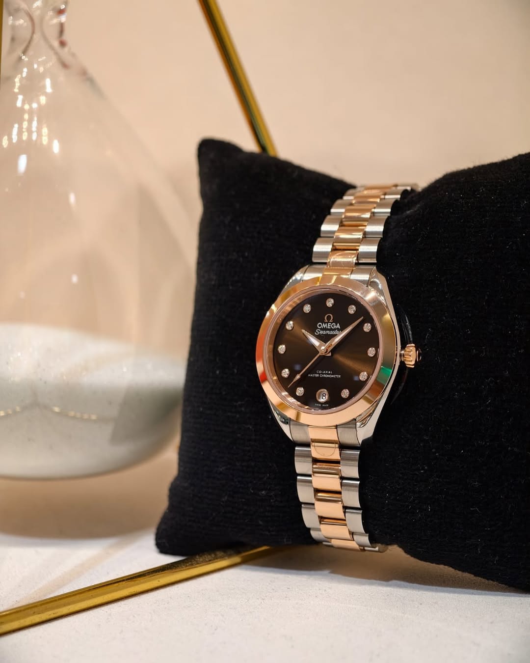 Omega Seamaster Aqua Terra 150M 30mm Steel Sedna Gold Diamonds Self Winding Ladies Watch