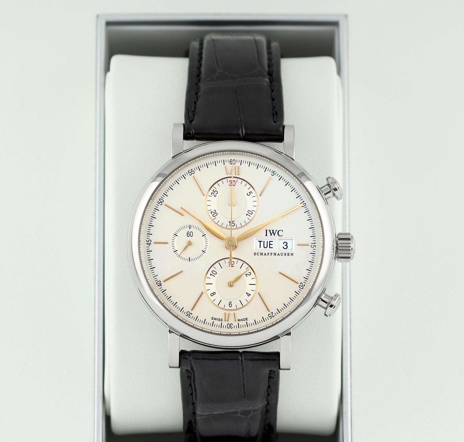 IWC Portofino Chronograph Silver plated, Stainless steel Mens Watch (Copy)